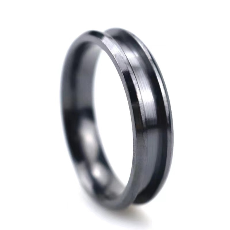 DIY Wedding Band Beveled Edge Polished 4-8mm Optional Black Zirconium Blank Ring for Inlay