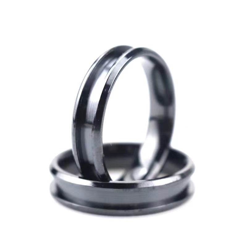 DIY Wedding Band Beveled Edge Polished 4-8mm Optional Black Zirconium Blank Ring for Inlay