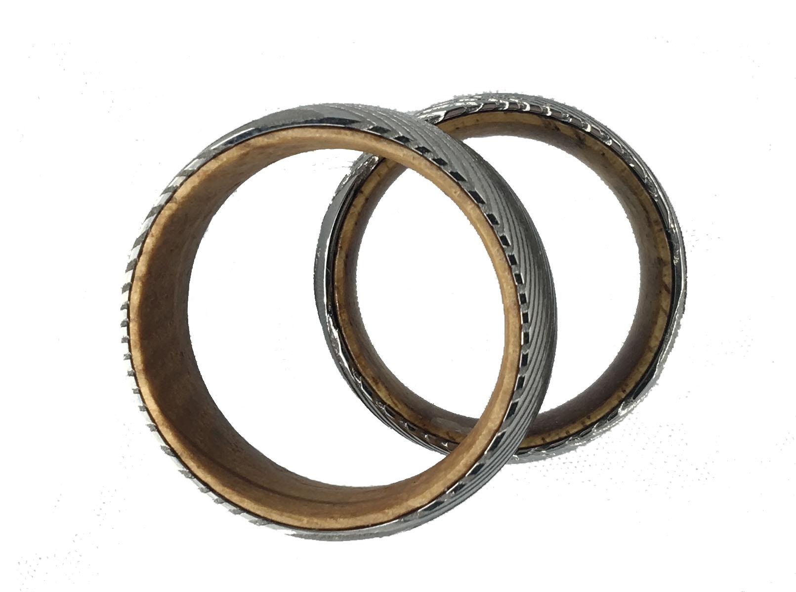 Damascus Steel Ring Wooden Ring