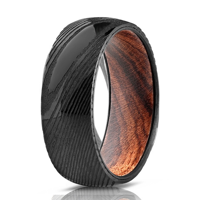 Damascus Steel Ring Wooden Ring