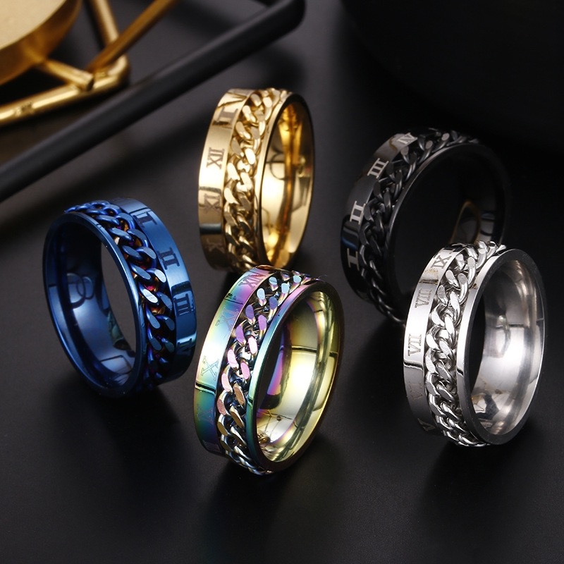 Silver Color plated mens ring with wood inlay