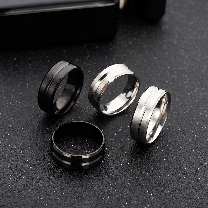 Tungsten Black & Silver Color plated mens ring
