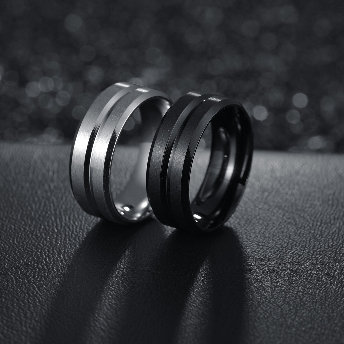 Tungsten Black & Silver Color plated mens ring