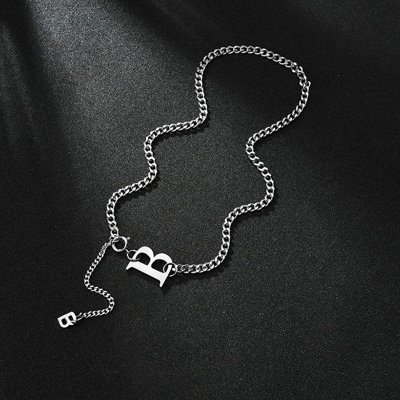 Fashion Letter B Necklace Women Stainless Steel Personalized Letter Nameplate Pendant Choker Necklace Gifts Drop Shipping