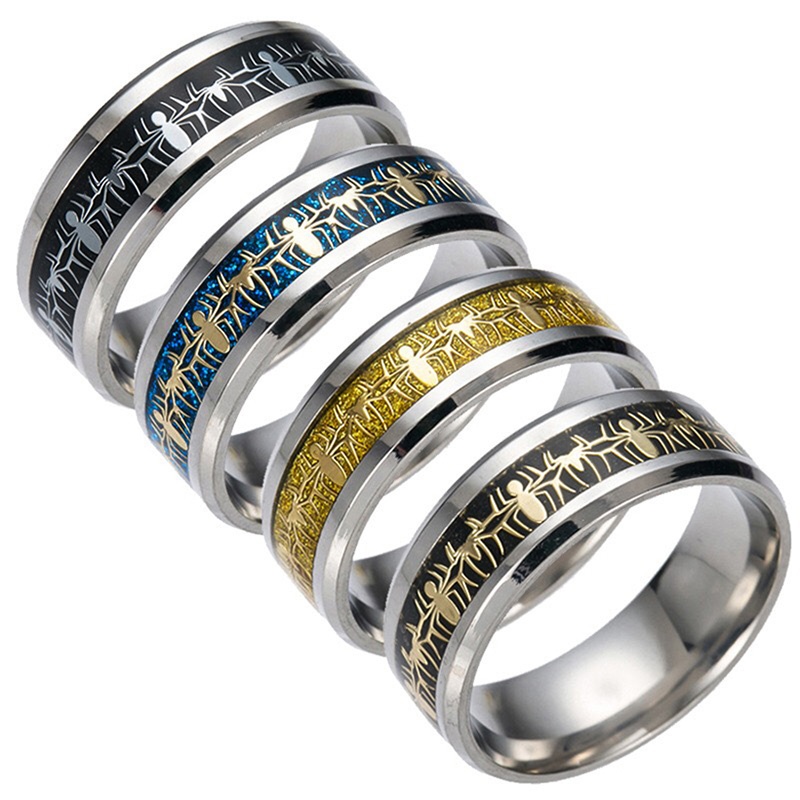 Men's Wedding Bands Fashion Glamour Jewelry Party Gift Stainless Steel Ring Black Ladies
