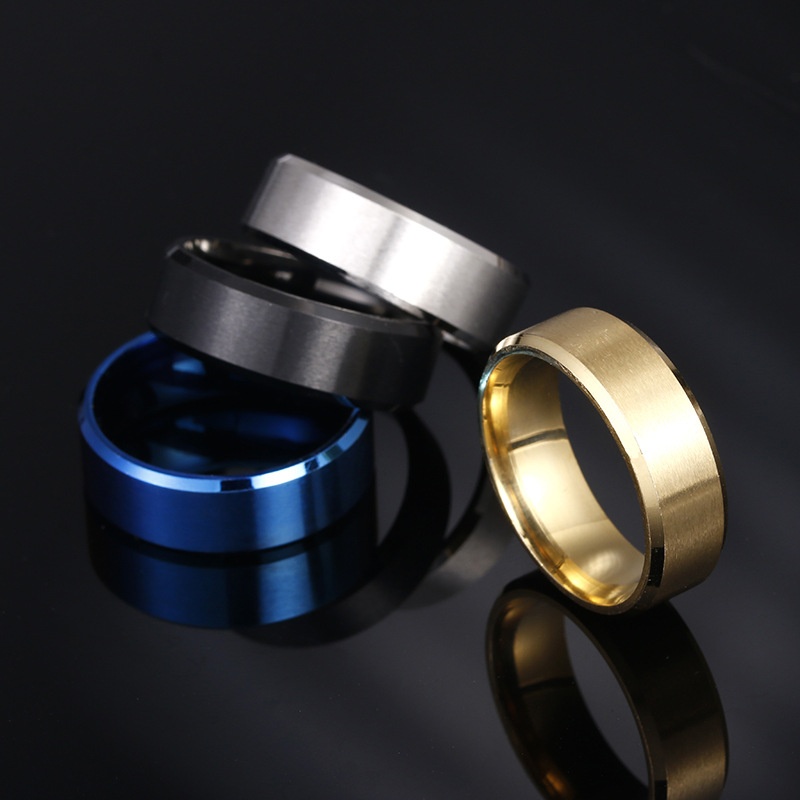 Stainless Steel Ring Pirate Captain Inlay Black Blue Background Men Finger Rings Wedding Band Jewelry