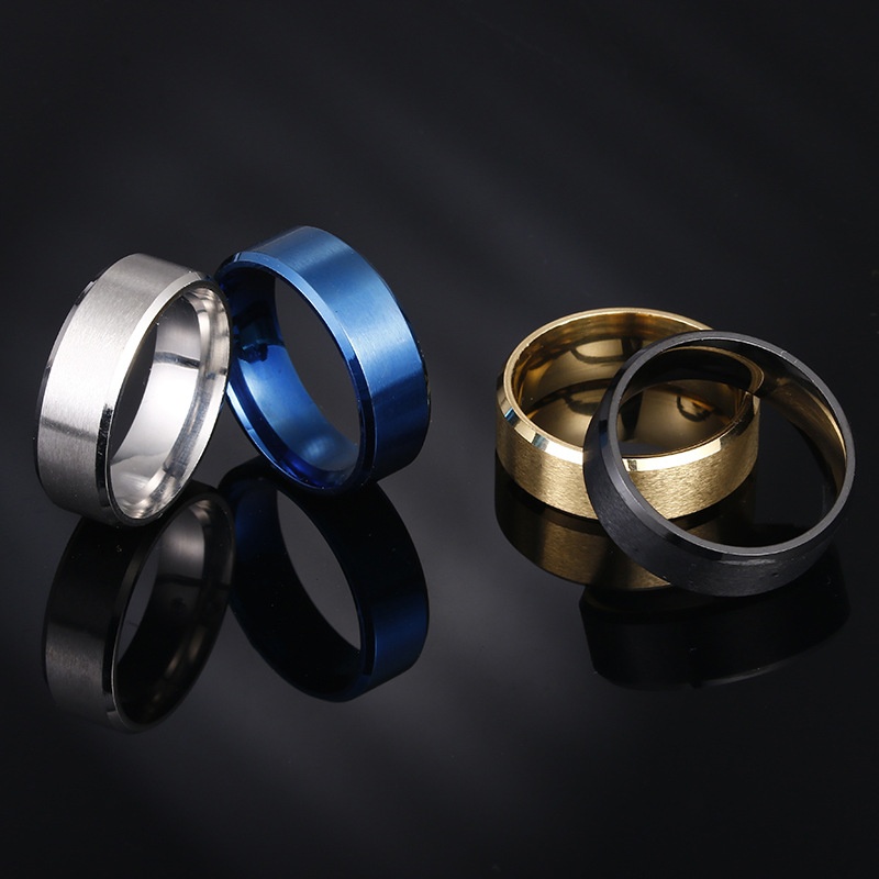 Stainless Steel Ring Pirate Captain Inlay Black Blue Background Men Finger Rings Wedding Band Jewelry