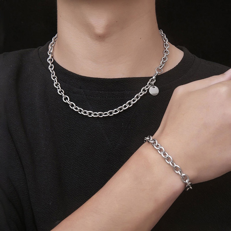 DIY FashionStainless Steel Bracelet Necklace For Cool Boy Men Wedding Accessories Jewelry Gift
