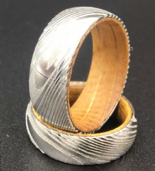 Damascus Steel Ring Wooden Ring