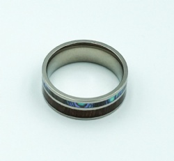 Tungsten Ring Inlaid with Koa Wood with Abalone Shell Engagement Wedding band