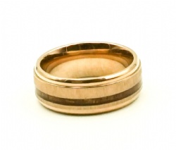 8mm Mens Wedding Band Rose Gold Tungsten Ring Brushed With wood