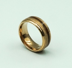 8mm Mens Wedding Band Rose Gold Tungsten Ring Brushed With wood