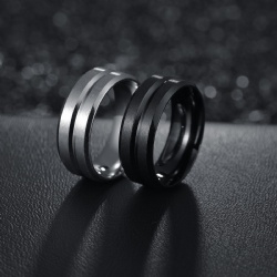 Tungsten Black & Silver Color plated mens ring