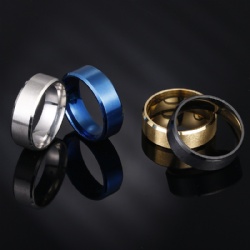 Stainless Steel Ring Pirate Captain Inlay Black Blue Background Men Finger Rings Wedding Band Jewelry