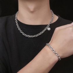 DIY FashionStainless Steel Bracelet Necklace For Cool Boy Men Wedding Accessories Jewelry Gift