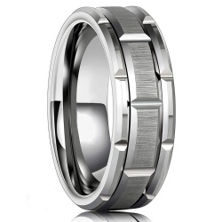 Men's Wedding Bands Brick Pattern Matte Brushed Finish Tungsten Ring Blue /Black Plated Engagement Anniversary Ring