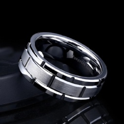 Men's Wedding Bands Brick Pattern Matte Brushed Finish Tungsten Ring Blue /Black Plated Engagement Anniversary Ring